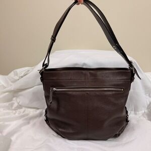 COACH 2-way Brown Pebbled Leather Duffle Shoulder Bag F15064